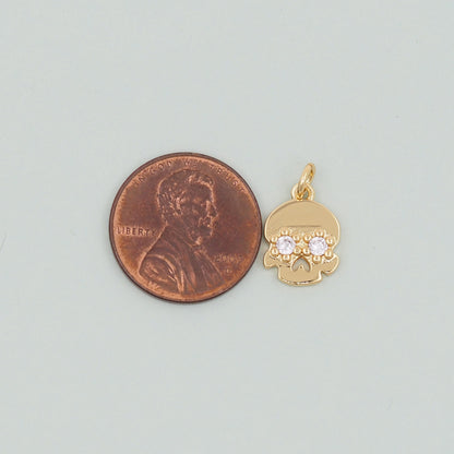 Gold Skull Charms,18K Gold Filled Skull Pendant,Skull Charm Bracelet Necklace for DIY Jewelry Making Supply