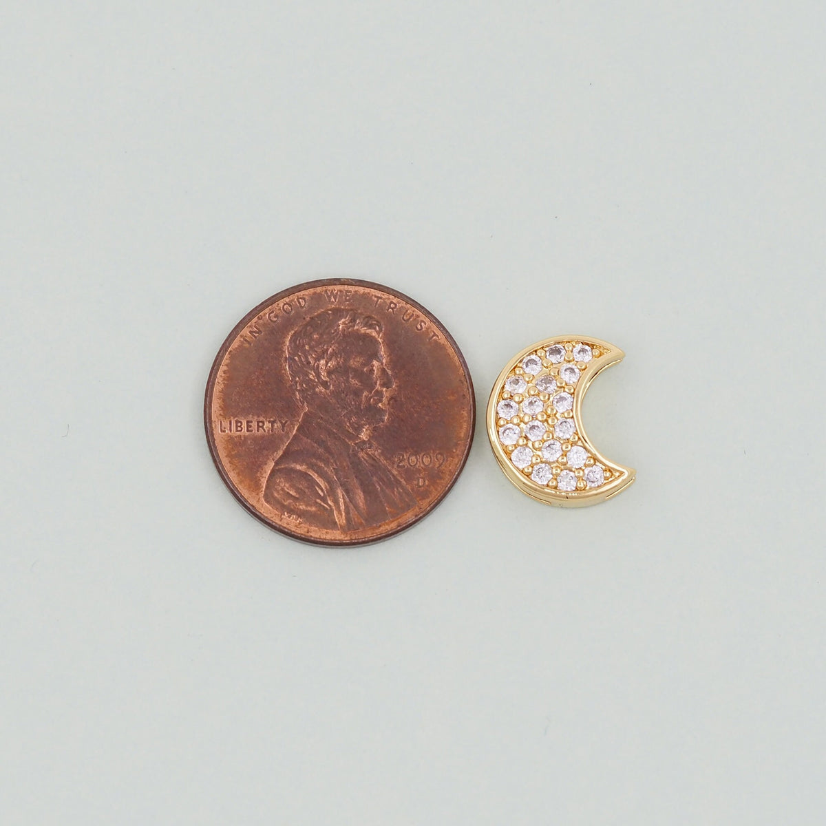18K Gold Filled Moon CZ Charm Pendant for Jewelry Making