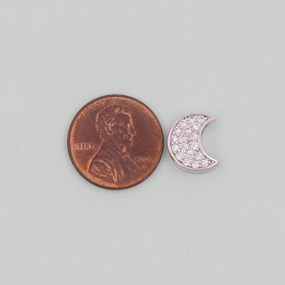 18K Gold Filled Moon CZ Charm Pendant for Jewelry Making