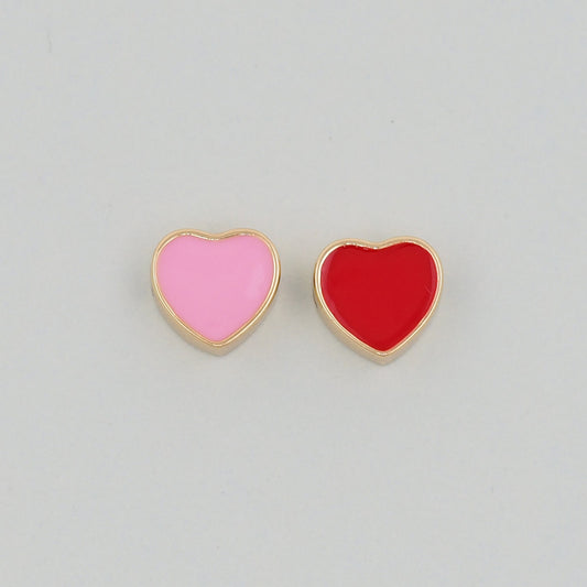 Gold Heart Beads Charms,18K Gold Filled Enamel Red Pink Heart Pendant,Heart Charm Bracelet Necklace for DIY Jewelry Making Supply