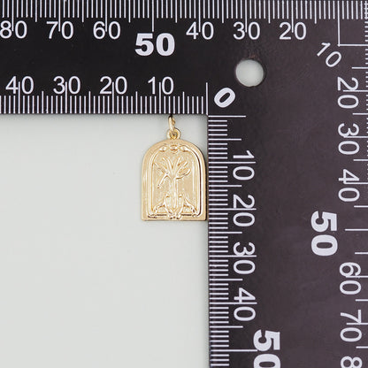 Gold geometry Charm,18K Gold Filled Cubic Zirconia Geometric Pendant,Silver Medal Charm Bracelet Necklace for DIY Jewelry Mak