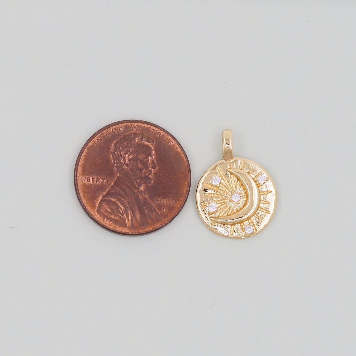 18K Gold Filled Moon CZ Charm Pendant for Jewelry Making
