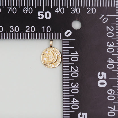18K Gold Filled Moon CZ Charm Pendant for Jewelry Making