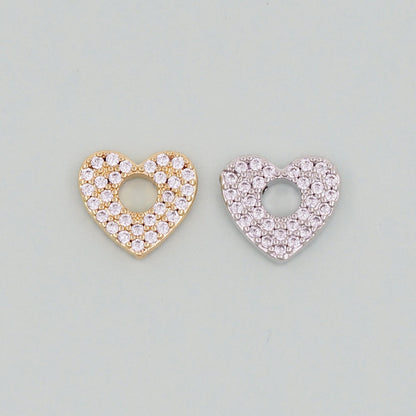 Gold Heart Beads Charms,18K Gold Filled CZ Heart Pendant,Heart Charm Bracelet Necklace for DIY Jewelry Making Supply