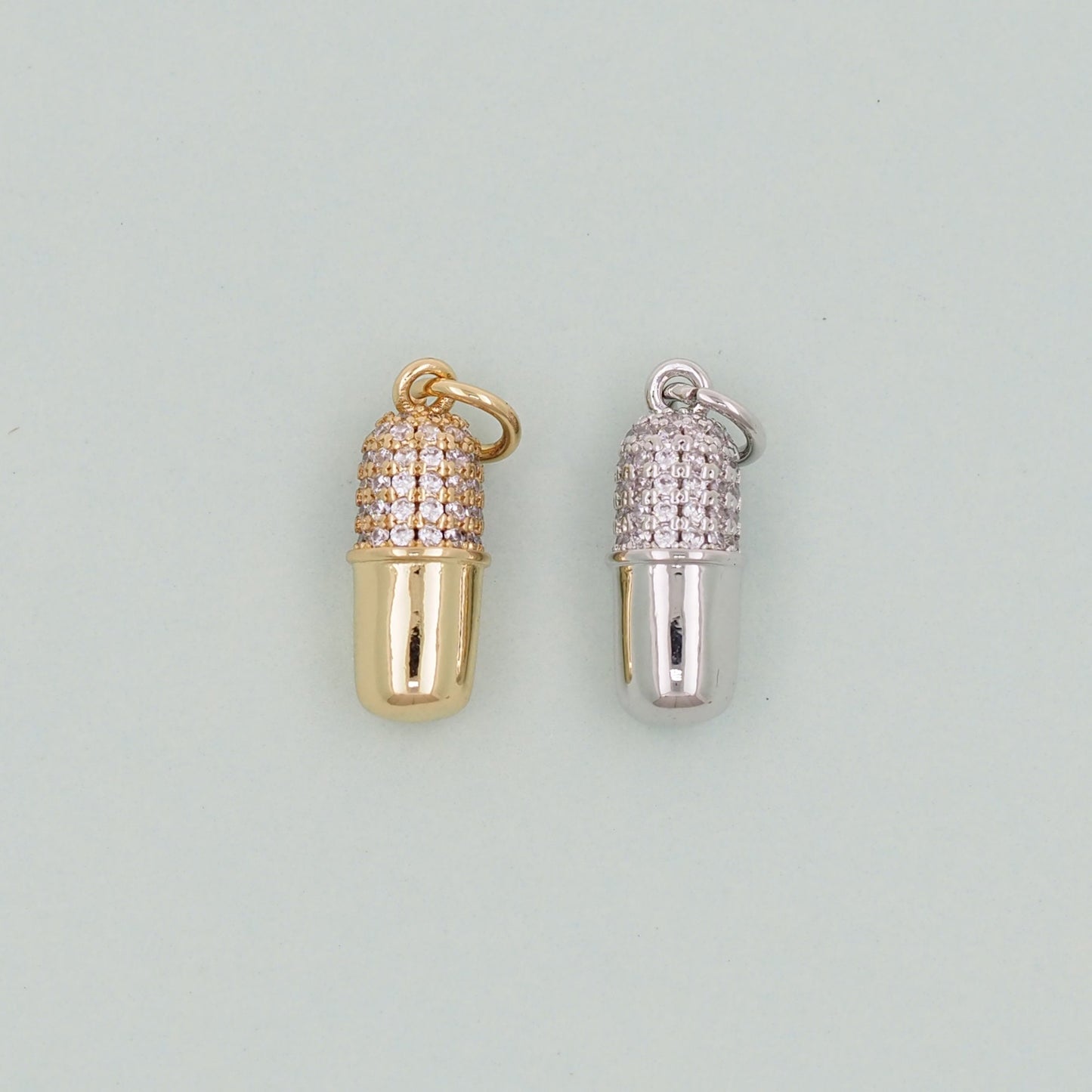 Gold capsule Charms,18K Gold Filled capsule Pendant,pill Charm Bracelet Necklace for DIY Jewelry Making Supply