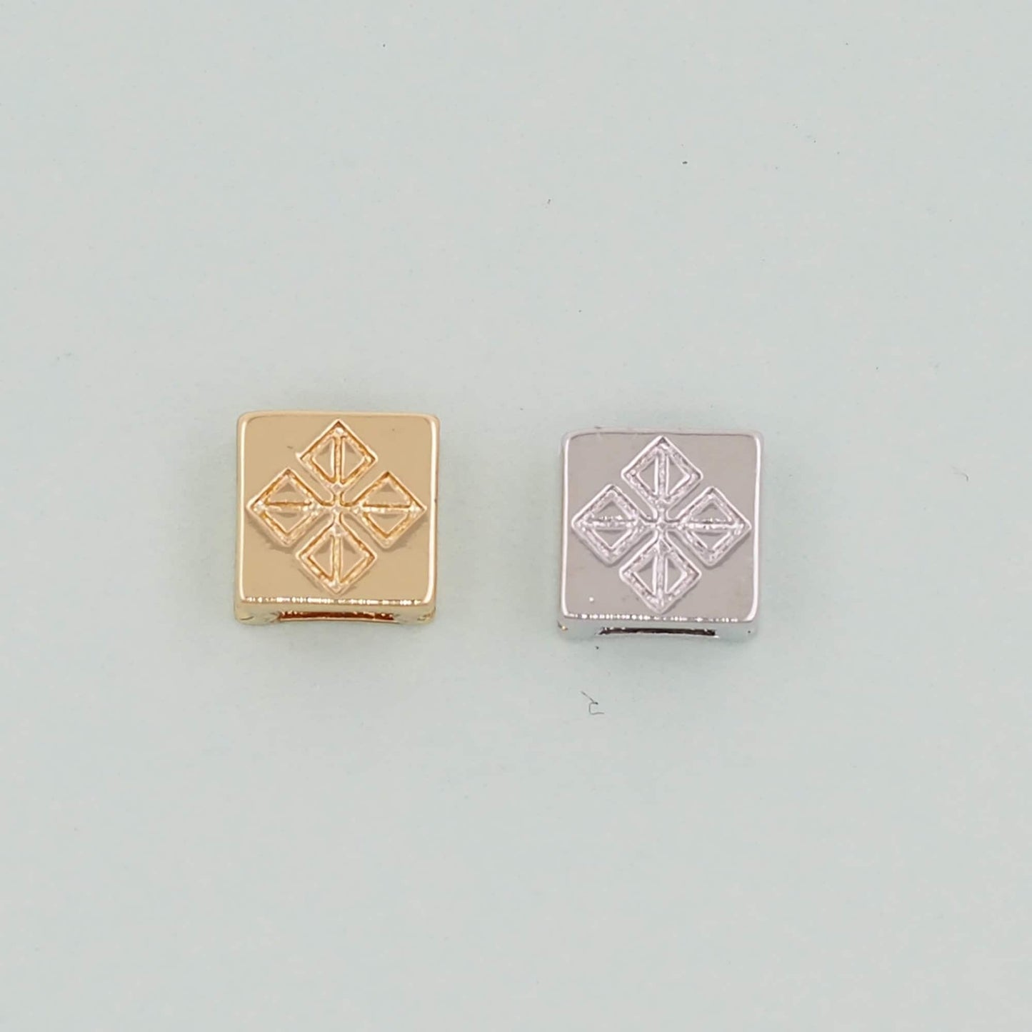 Gold Square Spacer Beads Charms,18K Gold Filled Square Pendant Bracelet Necklace for DIY Jewelry Making Supply