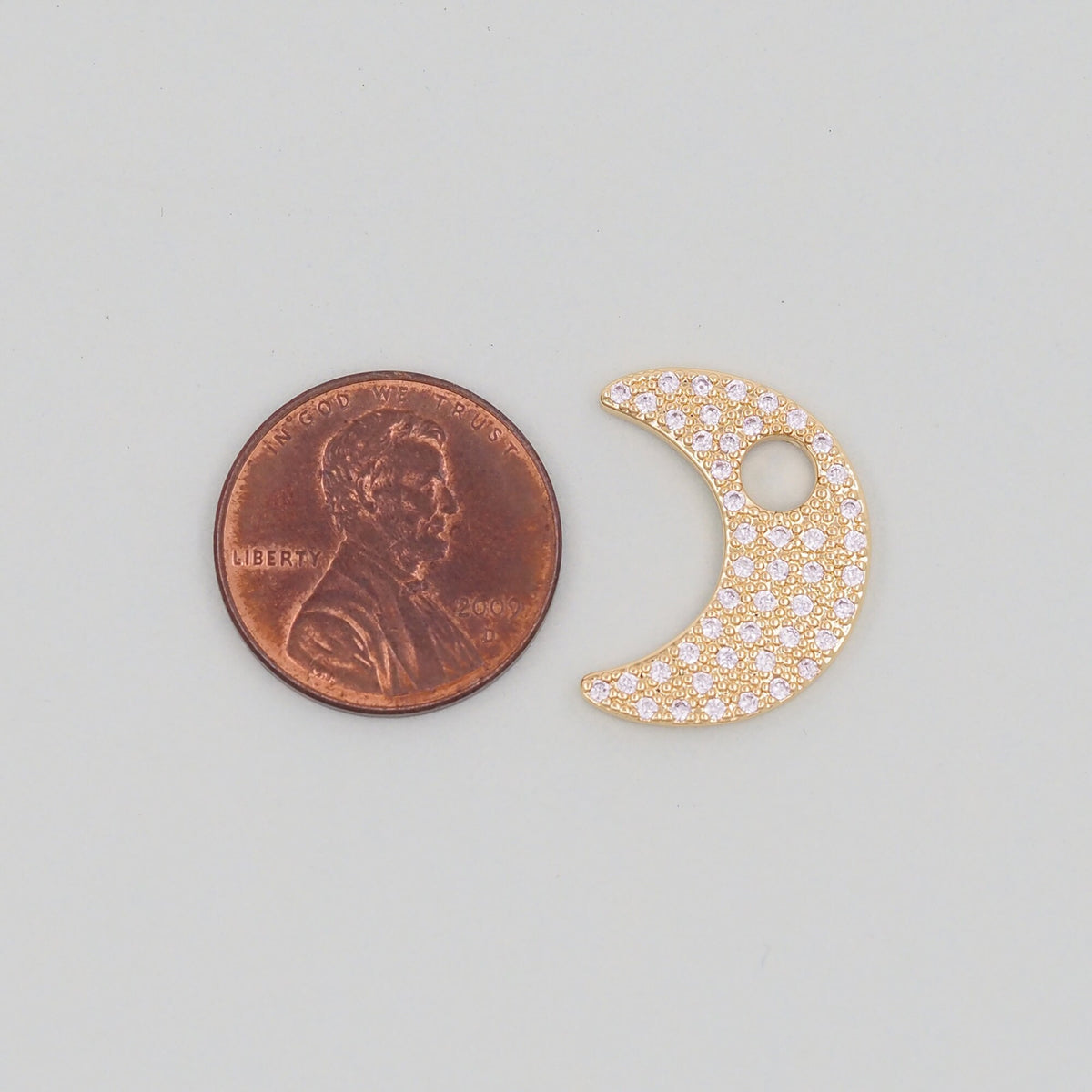 Gold Moon Charms,18K Gold Filled CZ Moon Pendant,Celestial Charm Bracelet Necklace for DIY Jewelry Making Supply