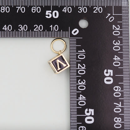 Gold Cube Love Charms,18K Gold Filled enamel Pendant,Love Charm Bracelet Necklace for DIY Jewelry Making Supply