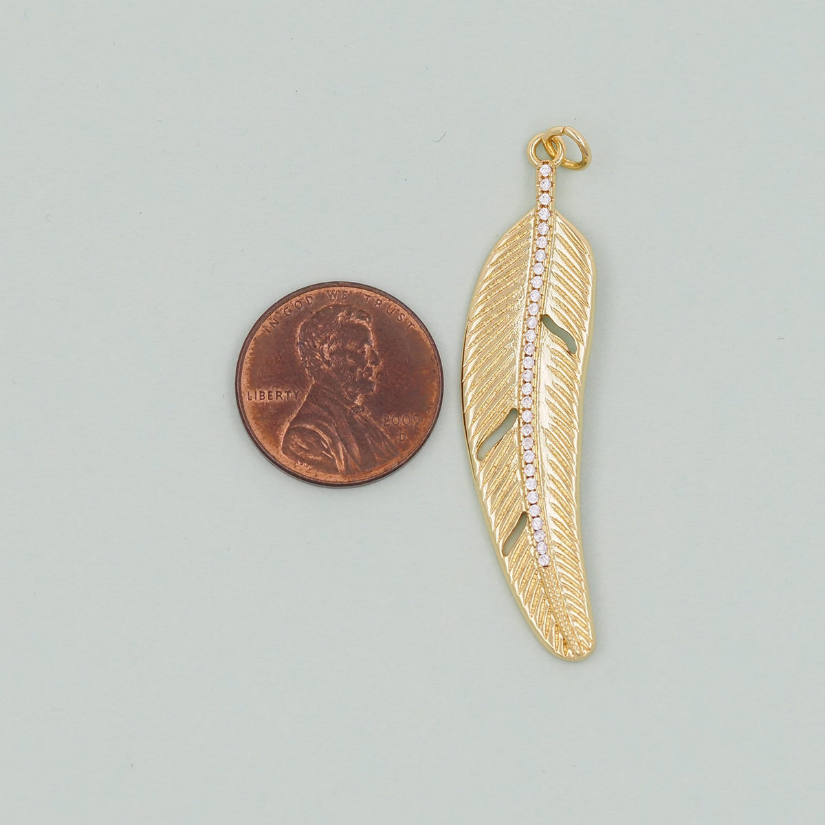18K Gold Filled Cubic Zirconia Leaf Charm Pendant for Jewelry Making