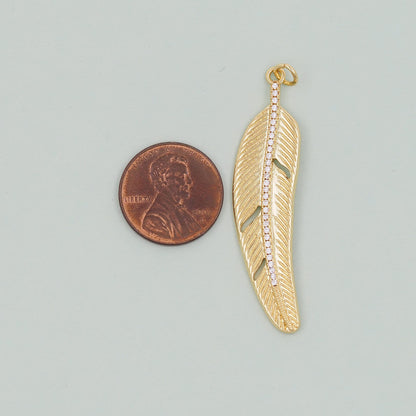 18K Gold Filled Cubic Zirconia Leaf Charm Pendant for Jewelry Making