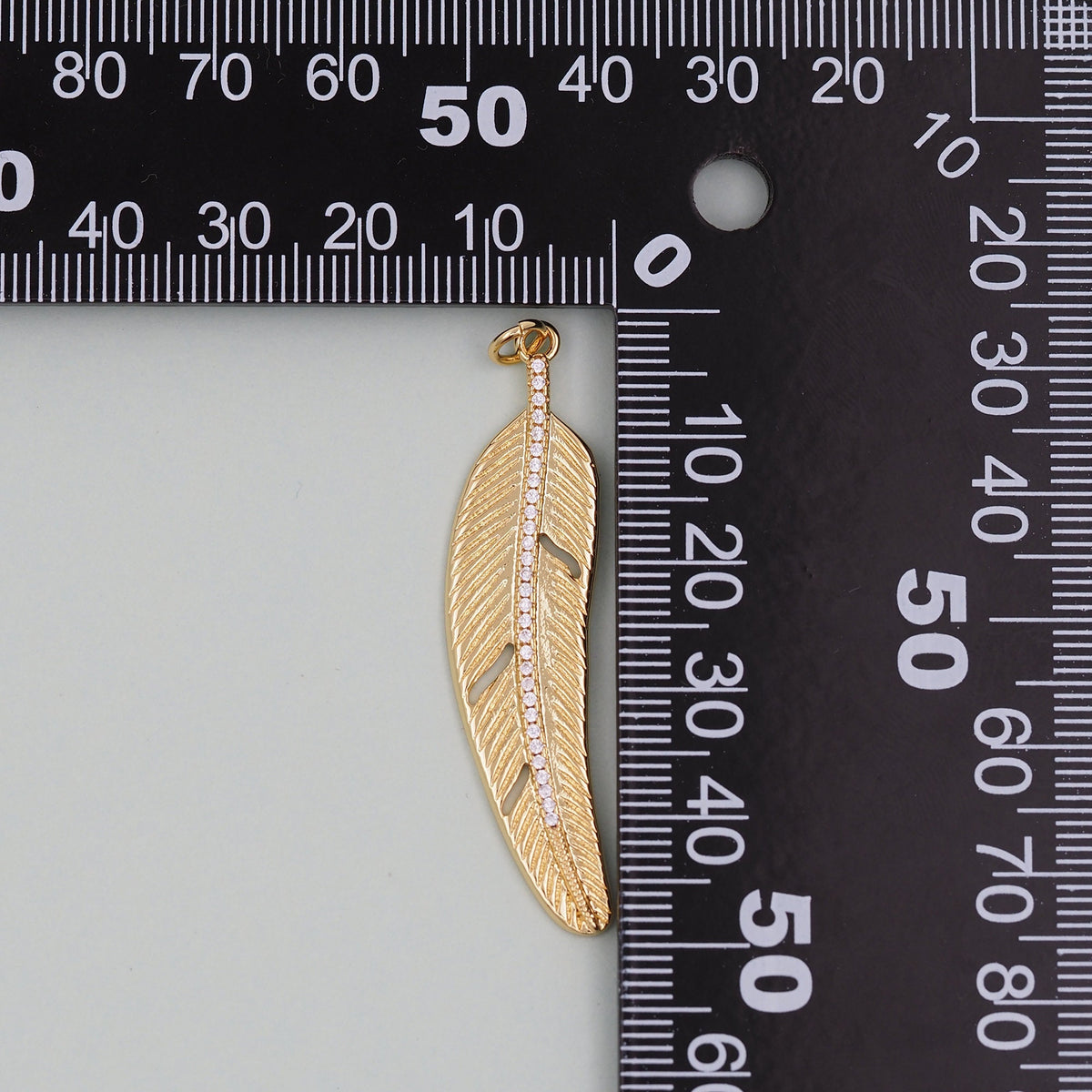 18K Gold Filled Cubic Zirconia Leaf Charm Pendant for Jewelry Making