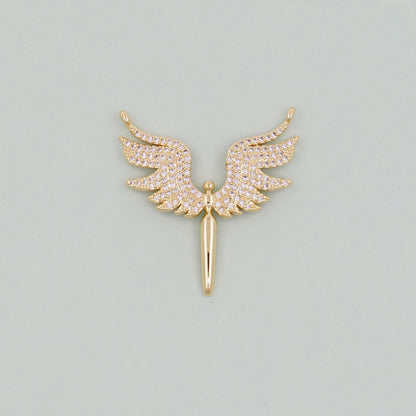 Gold Angel Charms,18K Gold Filled CZ Angel Pendant,Angel Charm Bracelet Necklace for DIY Jewelry Making Supply