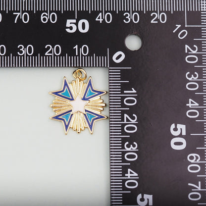 Gold geometry Charm,18K Gold Filled Cubic Zirconia Geometric Pendant,Silver Medal Charm Bracelet Necklace for DIY Jewelry Mak
