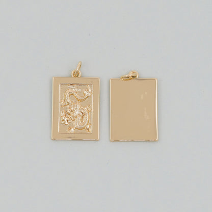 Gold Dragon Charm,18K Gold Filled Dragon Pendant,Silver Medal dragon Charm Bracelet Necklace for DIY Jewelry Making Supply