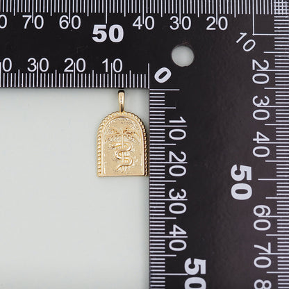Gold coconut tree Charms,18K Gold Filled snake Pendant,coconut tree Charm Bracelet Necklace for DIY Jewelry Making Supply
