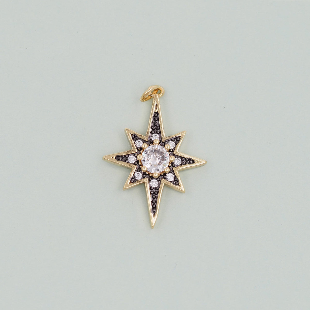 Gold Star Charms,18K Gold Filled Starburst Pendant,North Star Charm Bracelet Necklace for DIY Jewelry Making Supply