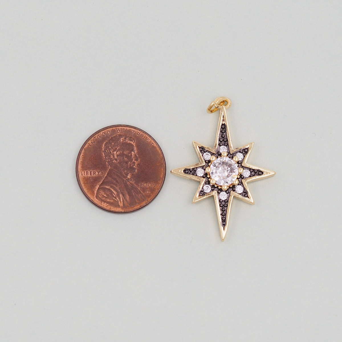 Gold Star Charms,18K Gold Filled Starburst Pendant,North Star Charm Bracelet Necklace for DIY Jewelry Making Supply