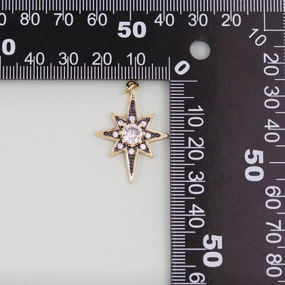 Gold Star Charms,18K Gold Filled Starburst Pendant,North Star Charm Bracelet Necklace for DIY Jewelry Making Supply