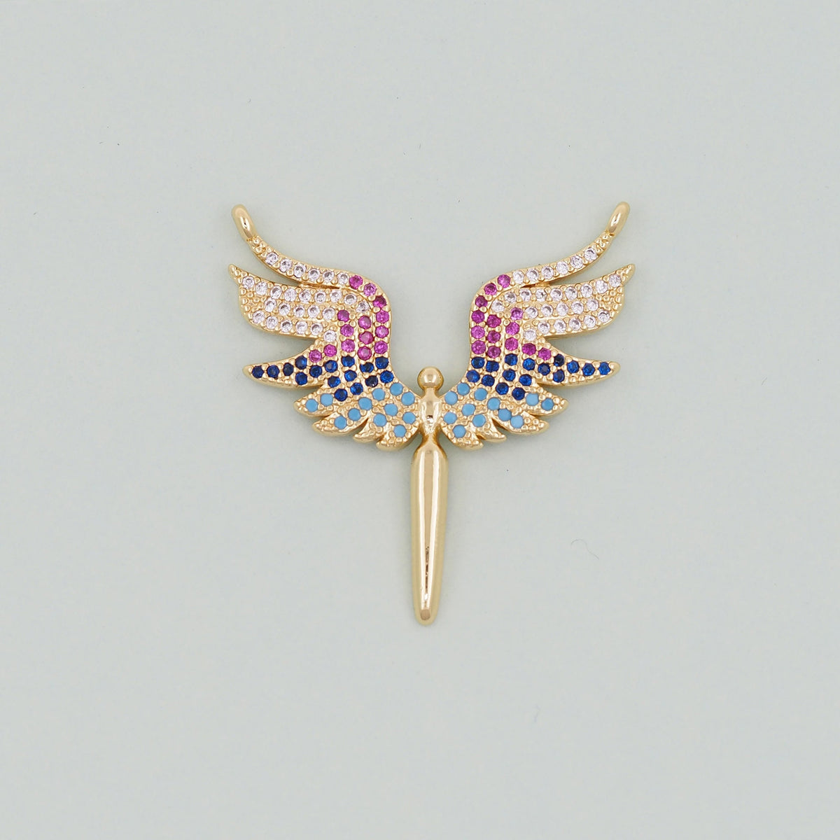 18K Gold Filled Angel CZ Charm Pendant for Jewelry Making