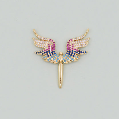 18K Gold Filled Angel CZ Charm Pendant for Jewelry Making