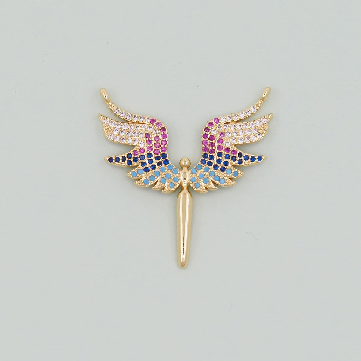Gold Angel Charms,18K Gold Filled CZ Angel Pendant,Angel Charm Bracelet Necklace for DIY Jewelry Making Supply