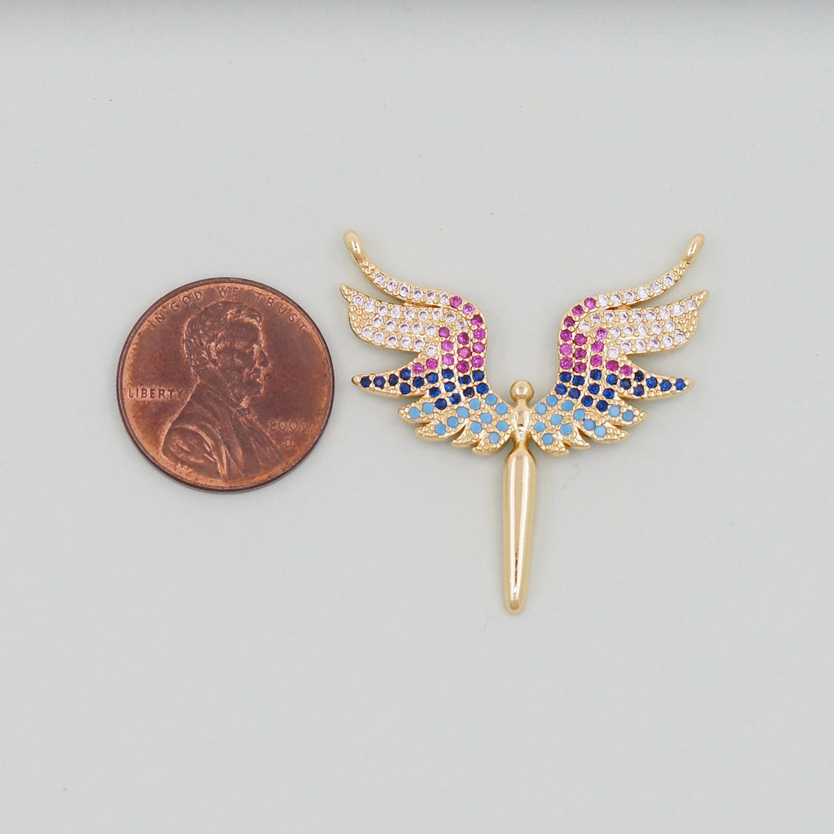 18K Gold Filled Angel CZ Charm Pendant for Jewelry Making