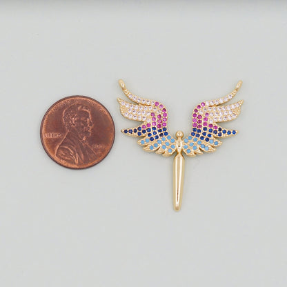 Gold Angel Charms,18K Gold Filled CZ Angel Pendant,Angel Charm Bracelet Necklace for DIY Jewelry Making Supply