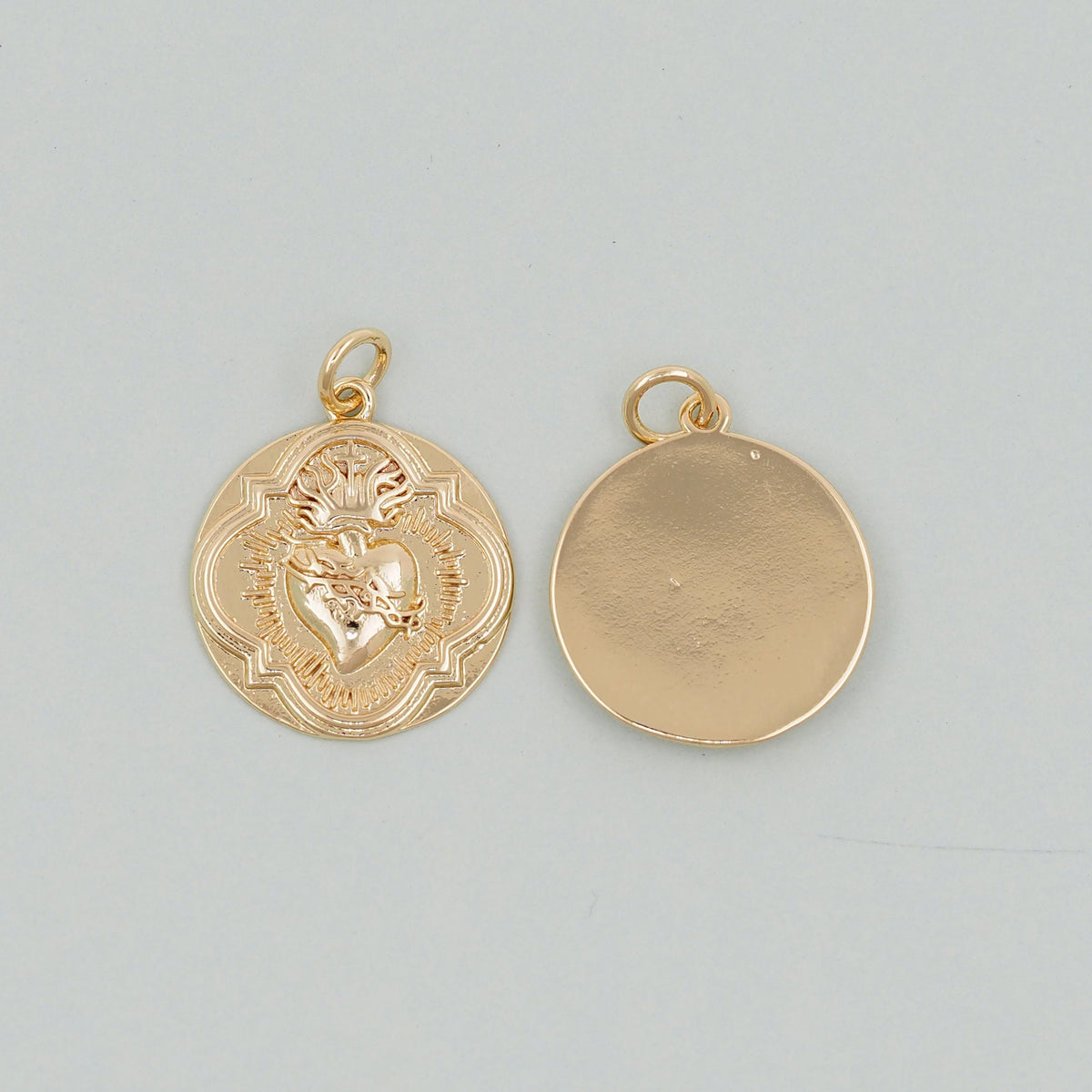 Gold sacred Heart Charms,18K Gold Filled sacred heart Pendant,Religious Charm Bracelet Necklace for DIY Jewelry Making Supply