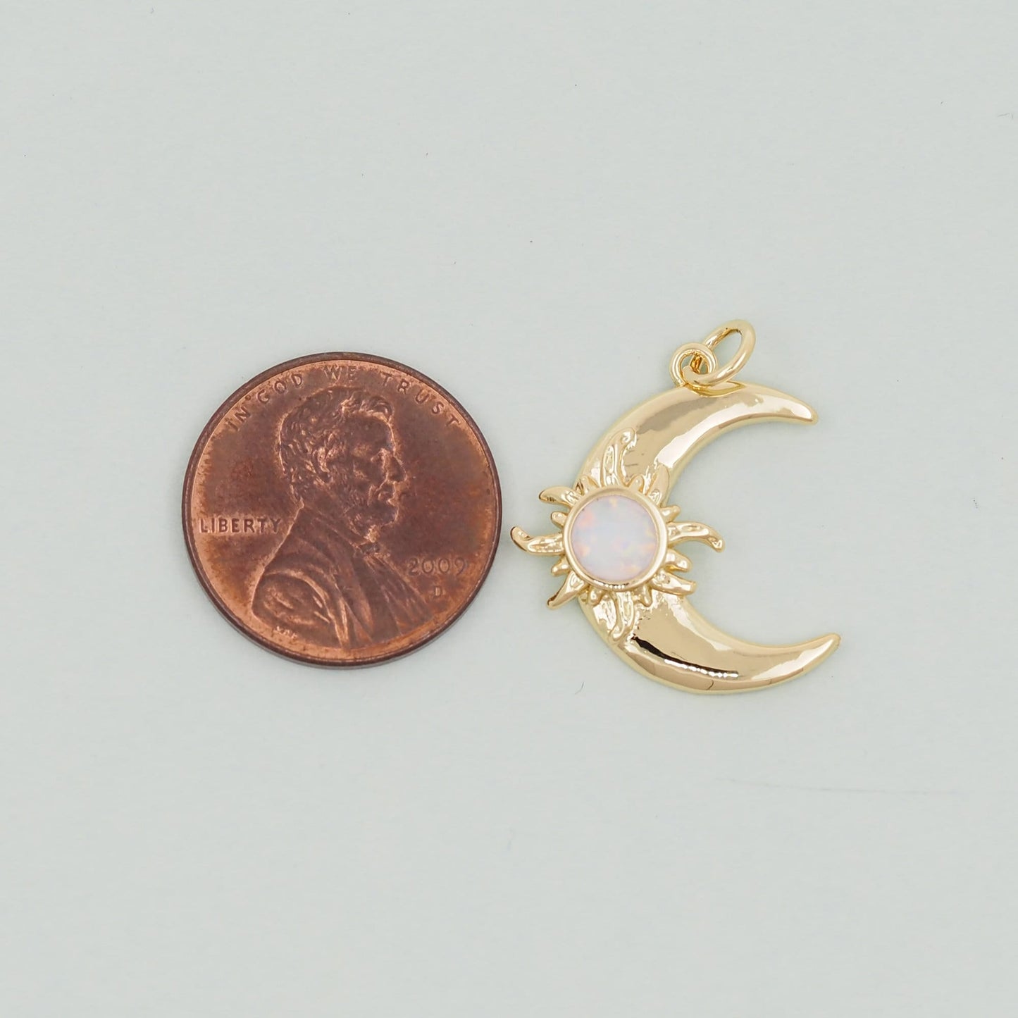 Gold Moon Charms,18K Gold Filled CZ Moon Pendant,Celestial Charm Bracelet Necklace for DIY Jewelry Making Supply