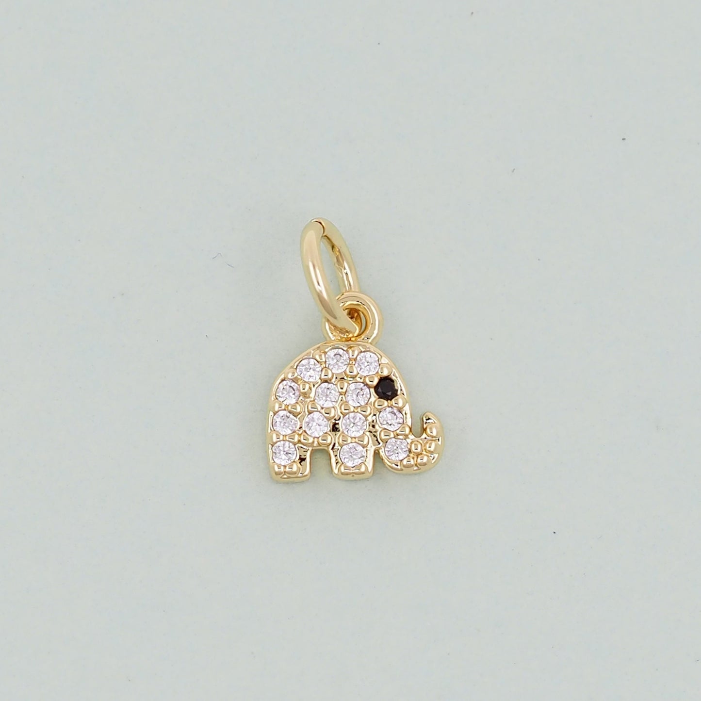 Gold Tiny Elephant Charms,18K Gold Filled CZ Elephant Pendant,Elephant Charm Bracelet Necklace for DIY Jewelry Making Supply