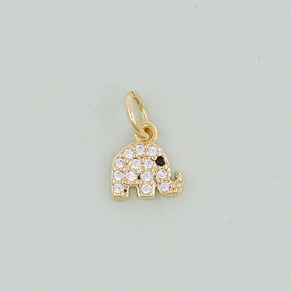 Gold Tiny Elephant Charms,18K Gold Filled CZ Elephant Pendant,Elephant Charm Bracelet Necklace for DIY Jewelry Making Supply