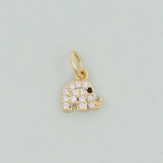 Gold Tiny Elephant Charms,18K Gold Filled CZ Elephant Pendant,Elephant Charm Bracelet Necklace for DIY Jewelry Making Supply