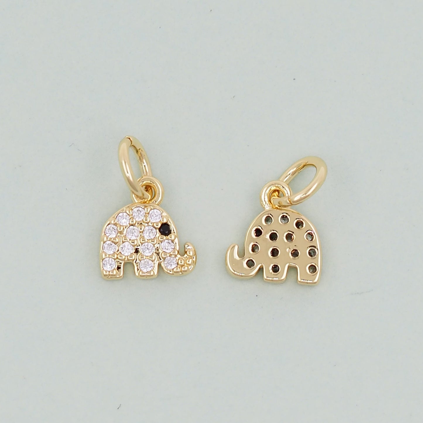 Gold Tiny Elephant Charms,18K Gold Filled CZ Elephant Pendant,Elephant Charm Bracelet Necklace for DIY Jewelry Making Supply