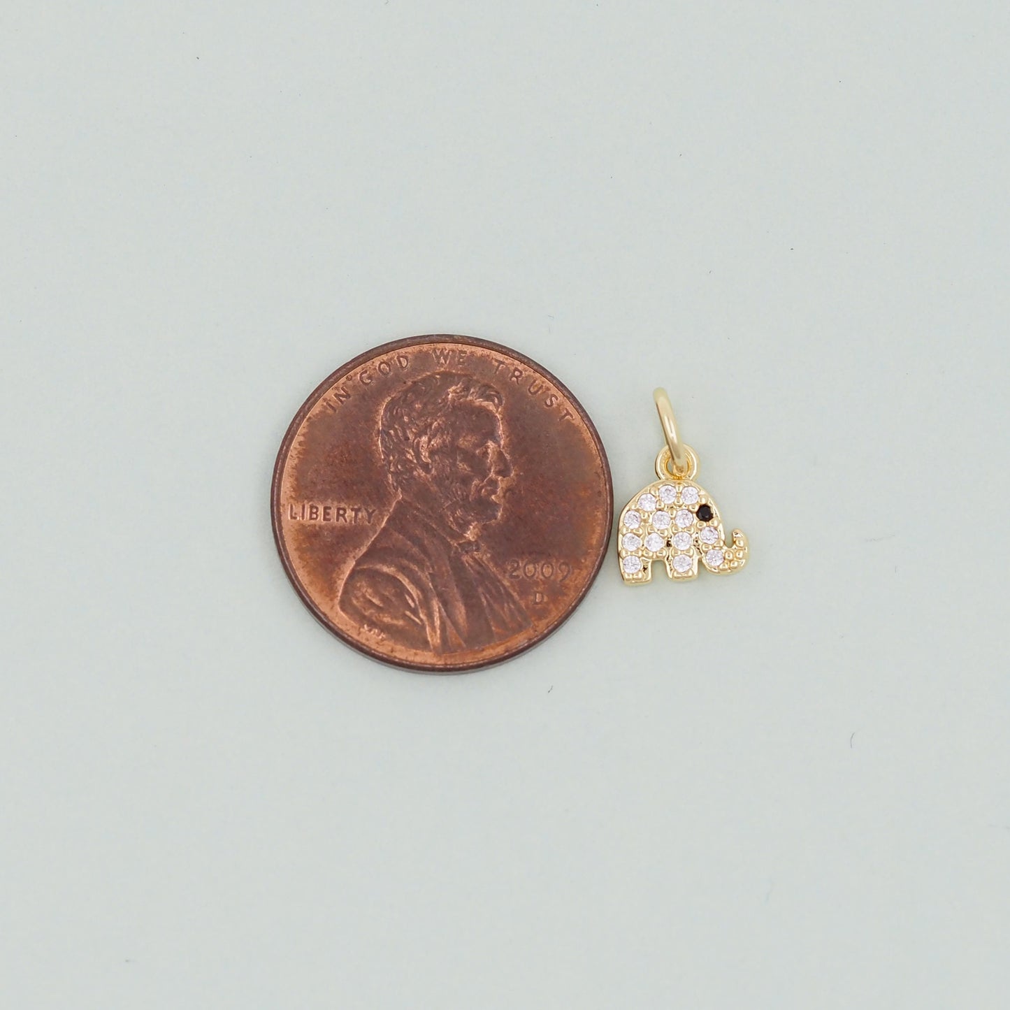 Gold Tiny Elephant Charms,18K Gold Filled CZ Elephant Pendant,Elephant Charm Bracelet Necklace for DIY Jewelry Making Supply