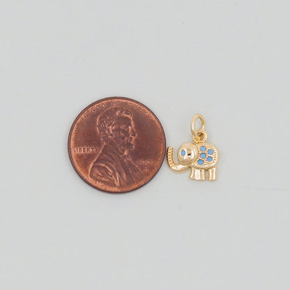Gold Tiny Elephant Charms,18K Gold Filled CZ Elephant Pendant,Elephant Charm Bracelet Necklace for DIY Jewelry Making Supply
