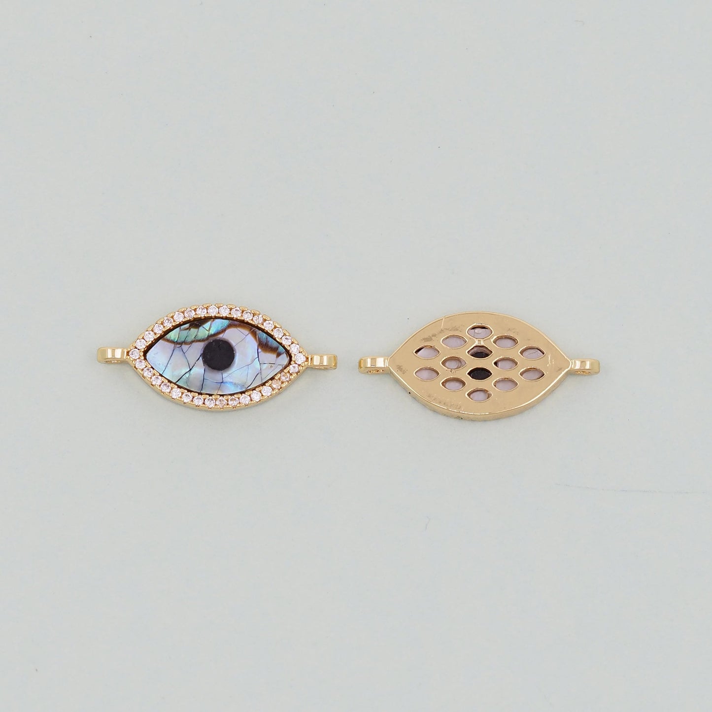 Gold Evil Eye Connector Charms,18K Gold Filled Evil Eye Pendant,Evil Eye Charm Bracelet Necklace for DIY Jewelry Making Supply