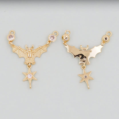 Gold bat Charms,18K Gold Filled bat Pendant,bat Charm Bracelet Necklace for DIY Jewelry Making Supply