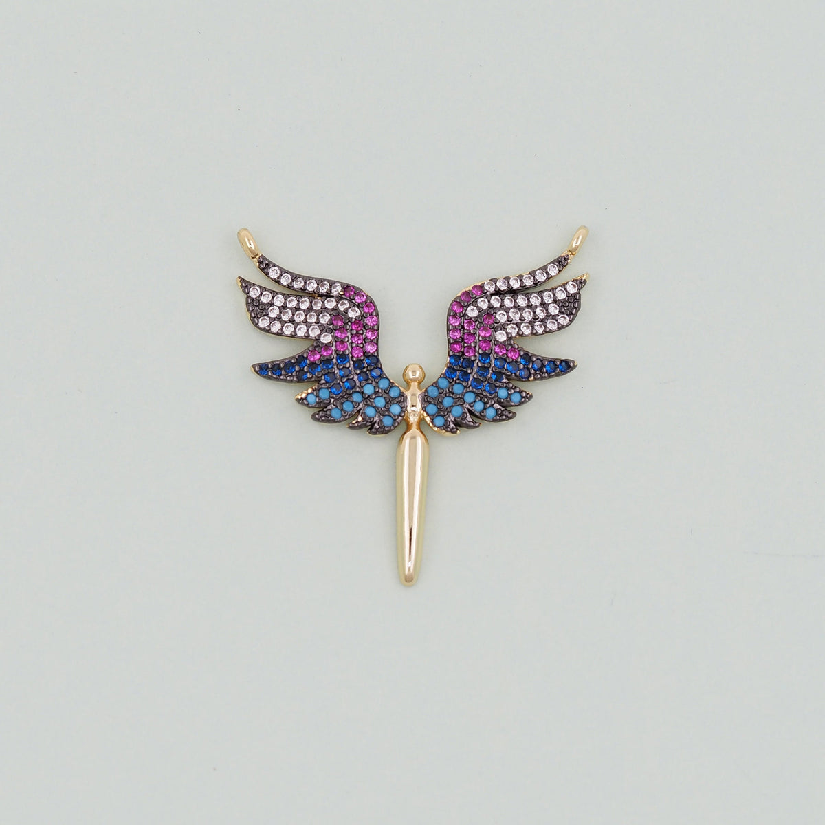 18K Gold Filled Cubic Zirconia Angel Charm Pendant for Jewelry Making