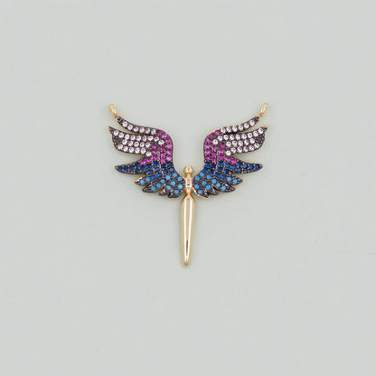18K Gold Filled Cubic Zirconia Angel Charm Pendant for Jewelry Making