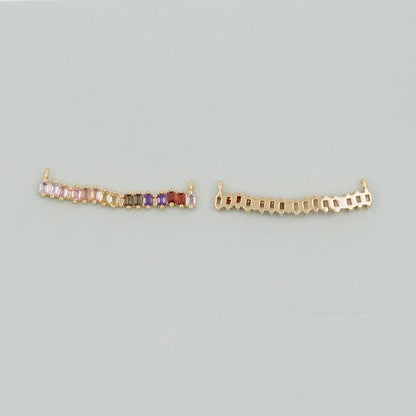 Gold Rectangle Charms,18K Gold Filled CZ rectangle Pendant,Strip crystal Charm Bracelet Necklace for DIY Jewelry Making Supply