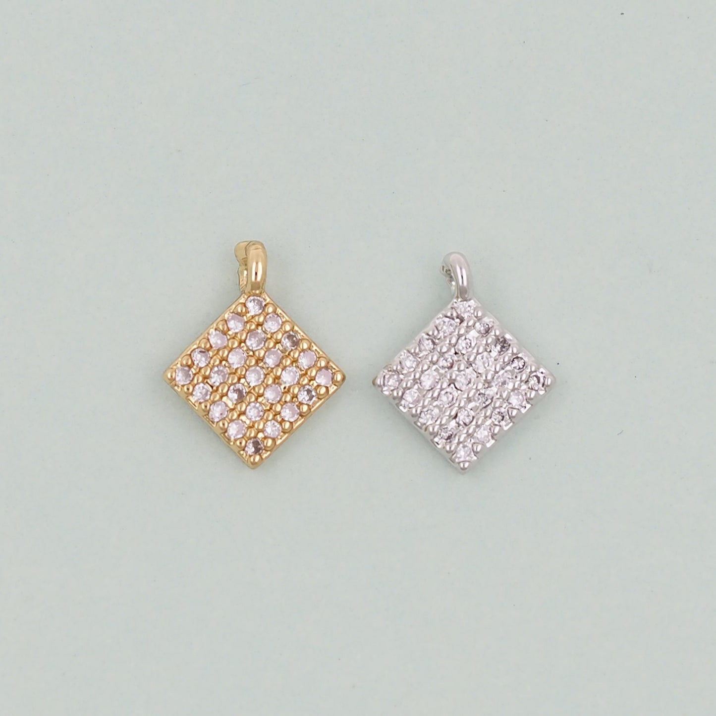 Gold rhombus Charms,18K Gold Filled rhombus Pendant,geometry Charm Bracelet Necklace for DIY Jewelry Making Supply
