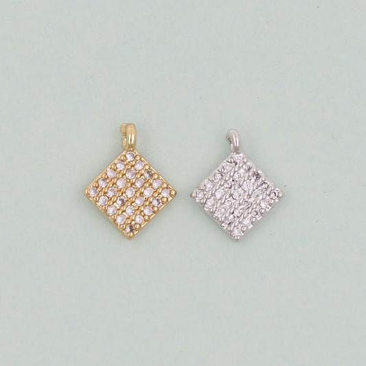 Gold rhombus Charms,18K Gold Filled rhombus Pendant,geometry Charm Bracelet Necklace for DIY Jewelry Making Supply