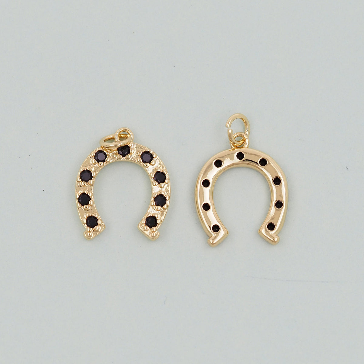 Gold horseshoe Charms,18K Gold Filled CZ horseshoe Pendant,horseshoe Charm Bracelet Necklace for DIY Jewelry Making Supply