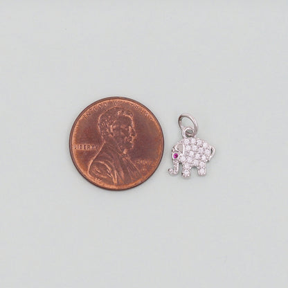 18K Gold Filled Elephant CZ Charm Pendant for Jewelry Making