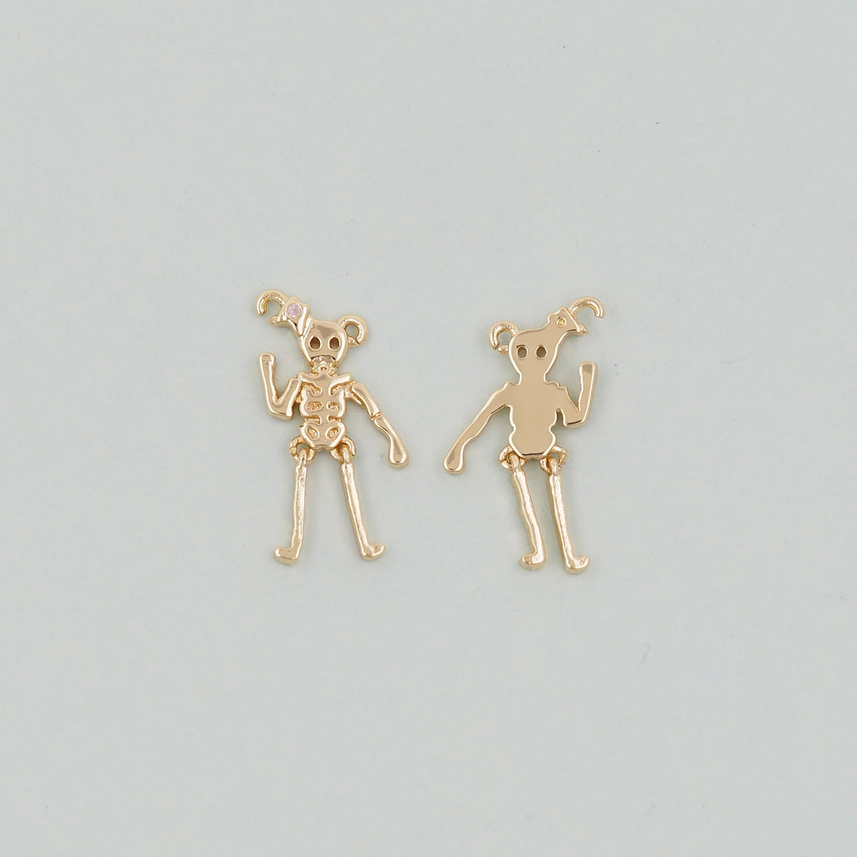 Gold Skeleton Charms,18K Gold Filled Skull Pendant Halloween Charm Bracelet Necklace for DIY Jewelry Making Supply