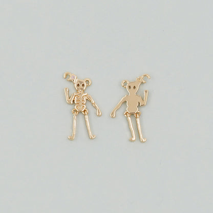 Gold Skeleton Charms,18K Gold Filled Skull Pendant Halloween Charm Bracelet Necklace for DIY Jewelry Making Supply