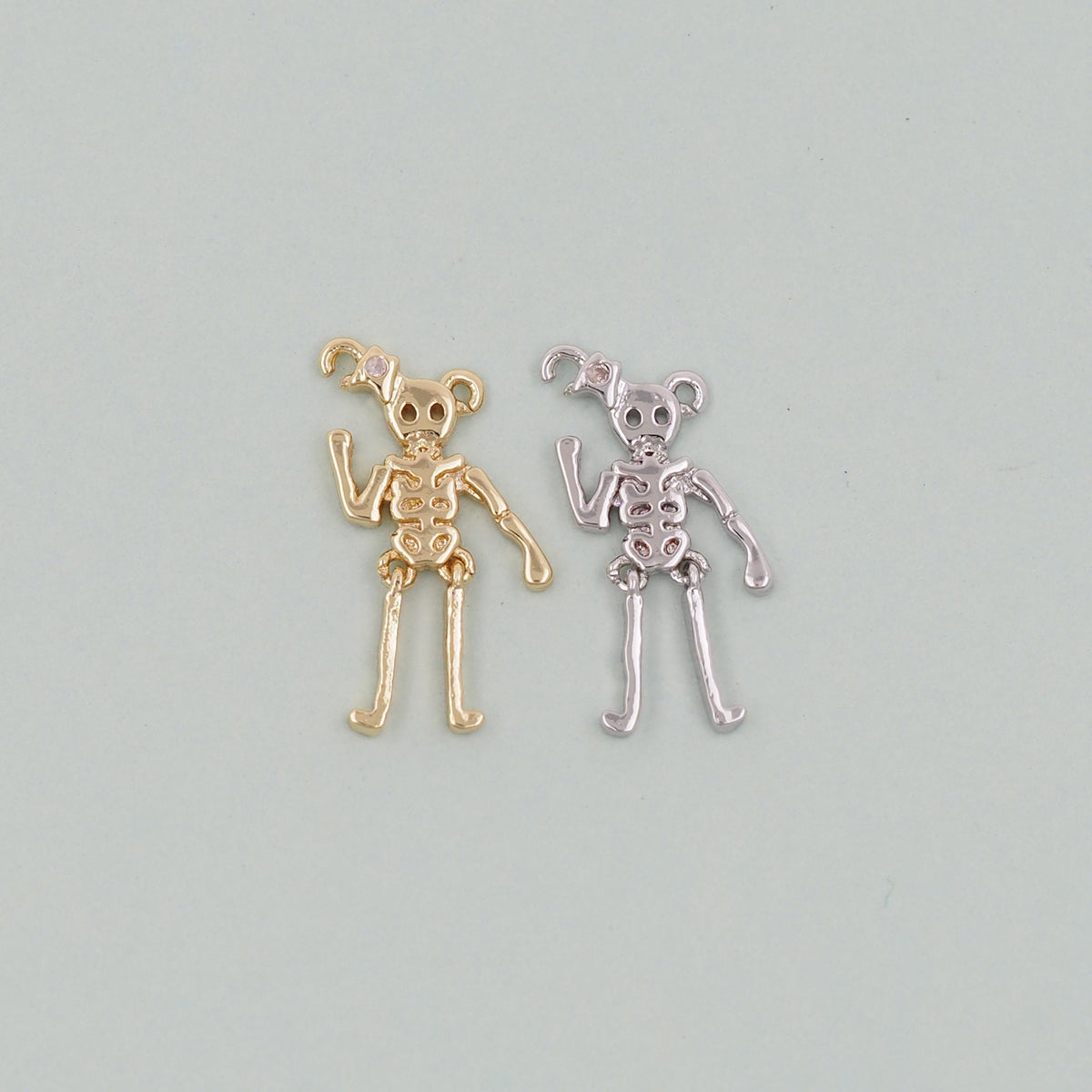 Gold Skeleton Charms,18K Gold Filled Skull Pendant Halloween Charm Bracelet Necklace for DIY Jewelry Making Supply