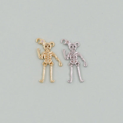 Gold Skeleton Charms,18K Gold Filled Skull Pendant Halloween Charm Bracelet Necklace for DIY Jewelry Making Supply
