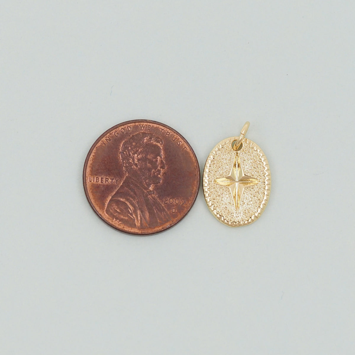 Gold Oval Star Charms,18K Gold Filled Starburst Pendant,North Star Charm Bracelet Necklace for DIY Jewelry Making Supply