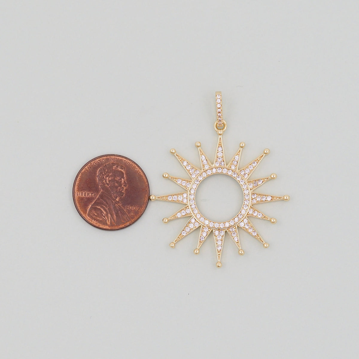 Gold Sun Charms,18K Gold Filled Round  Pendant,Celestial Charm Bracelet Necklace for DIY Jewelry Making Supply